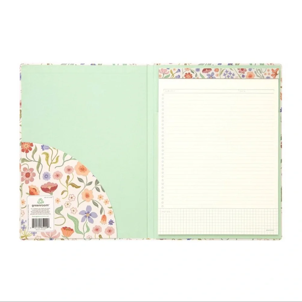 Greenroom Hardcover Floral Padfolio with Letter Size Notepad